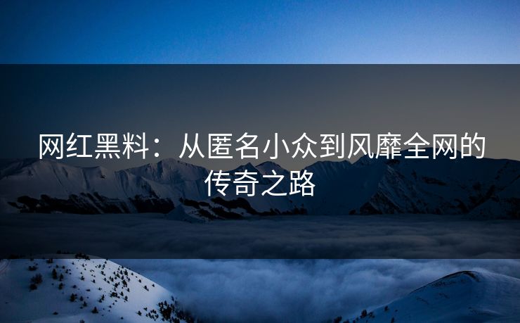 网红黑料：从匿名小众到风靡全网的传奇之路