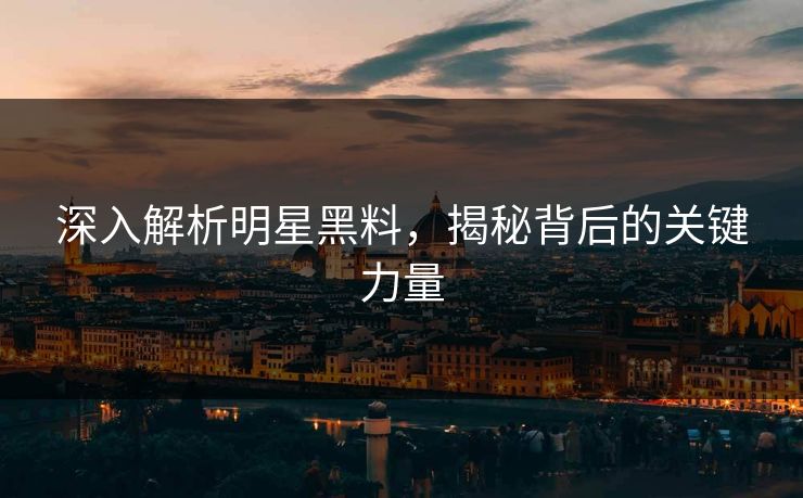 深入解析明星黑料，揭秘背后的关键力量