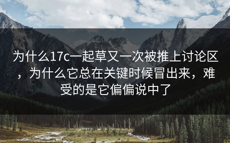为什么17c一起草又一次被推上讨论区，为什么它总在关键时候冒出来，难受的是它偏偏说中了
