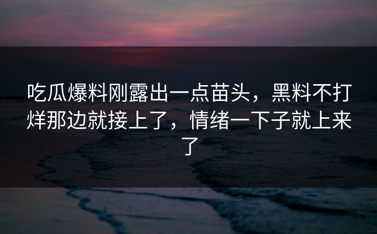 吃瓜爆料刚露出一点苗头，黑料不打烊那边就接上了，情绪一下子就上来了