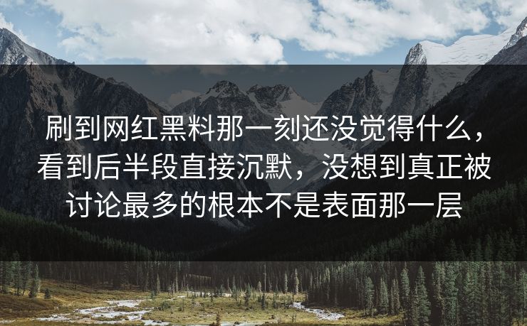 刷到网红黑料那一刻还没觉得什么，看到后半段直接沉默，没想到真正被讨论最多的根本不是表面那一层