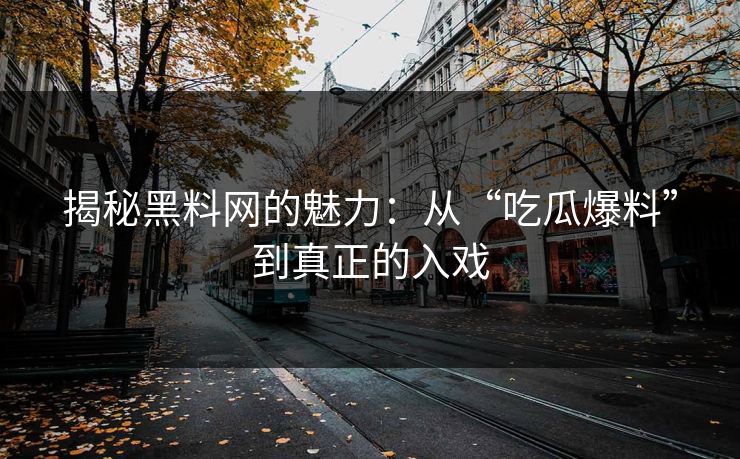 揭秘黑料网的魅力：从“吃瓜爆料”到真正的入戏