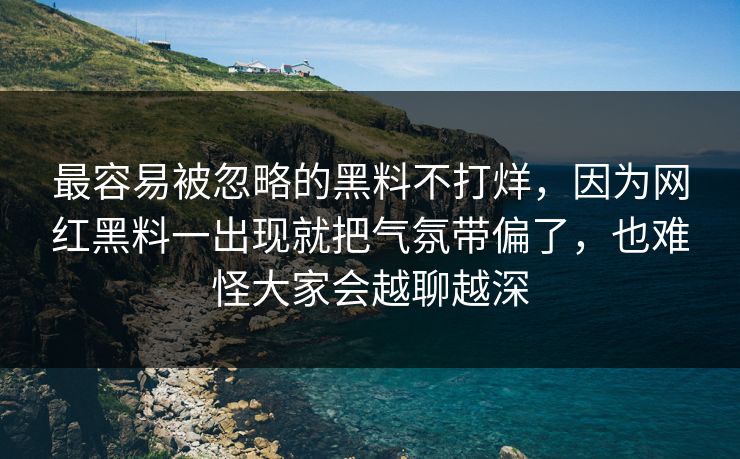 最容易被忽略的黑料不打烊，因为网红黑料一出现就把气氛带偏了，也难怪大家会越聊越深