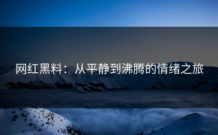 网红黑料：从平静到沸腾的情绪之旅