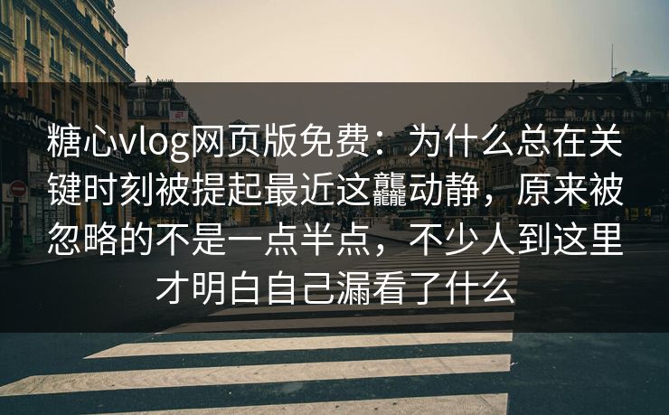 糖心vlog网页版免费：为什么总在关键时刻被提起最近这龘动静，原来被忽略的不是一点半点，不少人到这里才明白自己漏看了什么